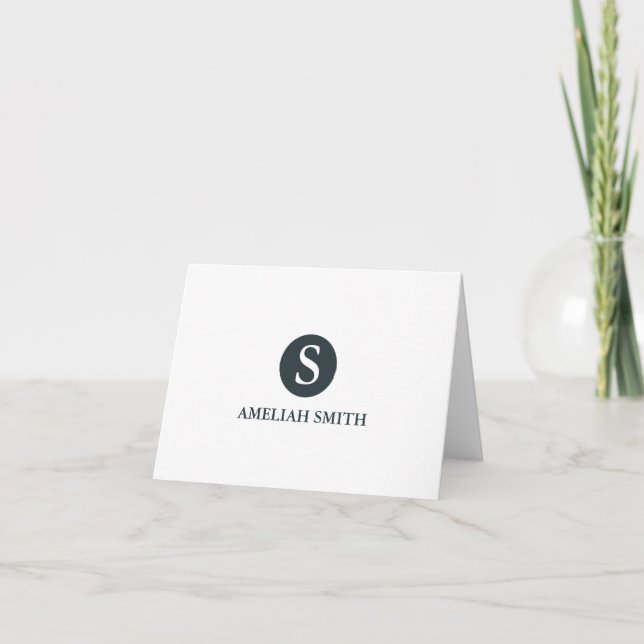Sophisticated Monogram Personal-Business Notecards (Front)