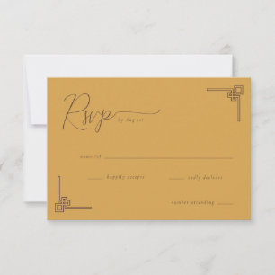 Sophisticated Mustard Geometric RSVP Card