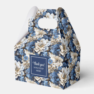 Sophisticated Navy Blue Flowers Personalized Favou Favor Box