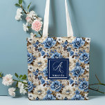 Sophisticated Navy Blue Flowers Personalized Tote  Bag<br><div class="desc">✅ For matching items search 130B in my collections ✅ Carry your essentials in style with this elegant personalized tote bag, featuring an opulent design of blue, white, and ivory florals. Customize it with your name or text to create a unique and fashionable accessory that reflects your personality. Perfect for...</div>