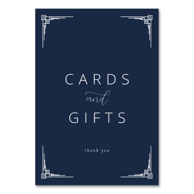 Sophisticated Navy Blue Gratitude Sign Table Number (Front)