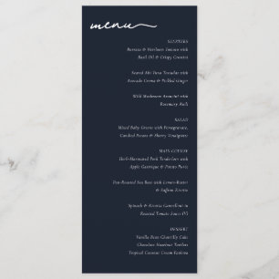 Sophisticated Navy Blue Minimalist Wedding Menu