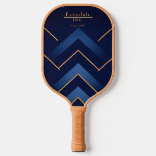 Sophisticated Navy Gold Chevron Personalized Pickleball Paddle