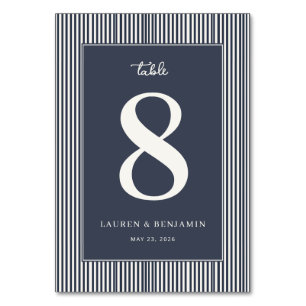 Sophisticated Navy Number Eight Table Number
