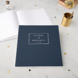 Sophisticated Navy Star Confetti Guest Book