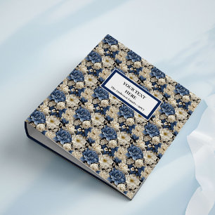 Sophisticated Navy White Ivory Floral Memory Album Binder