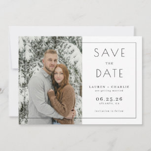 Sophisticated Neutral Minimalist Photo Save The Date