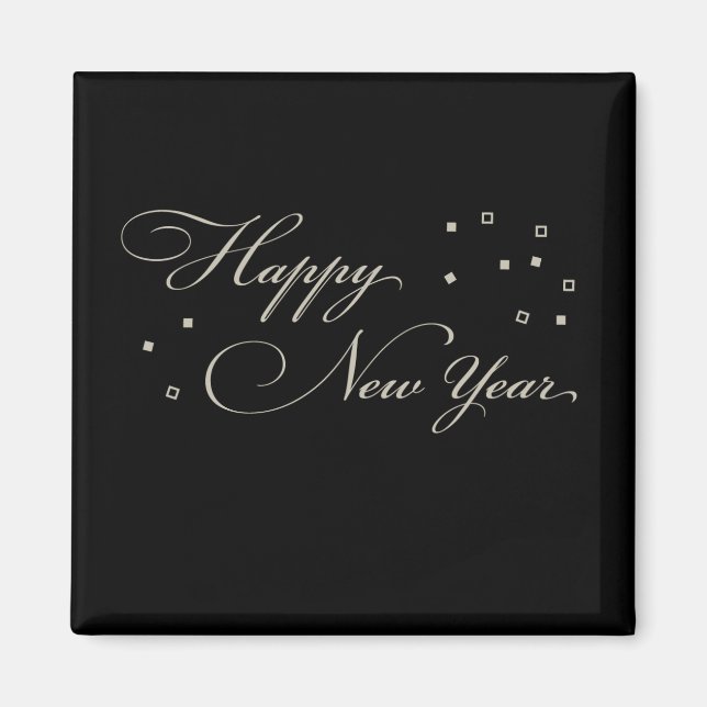 Sophisticated New Year's Eve, Black and Tan Magnet (Front)