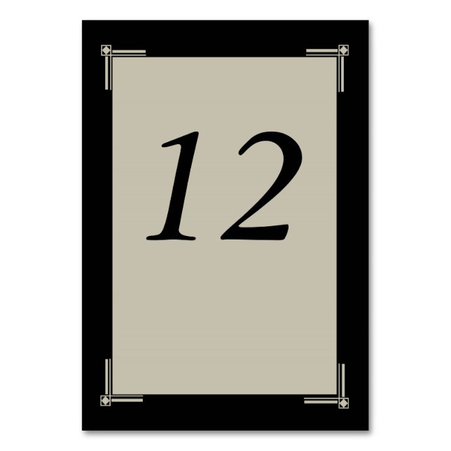 Sophisticated New Year's Eve, Black and Tan Table Number (Front)