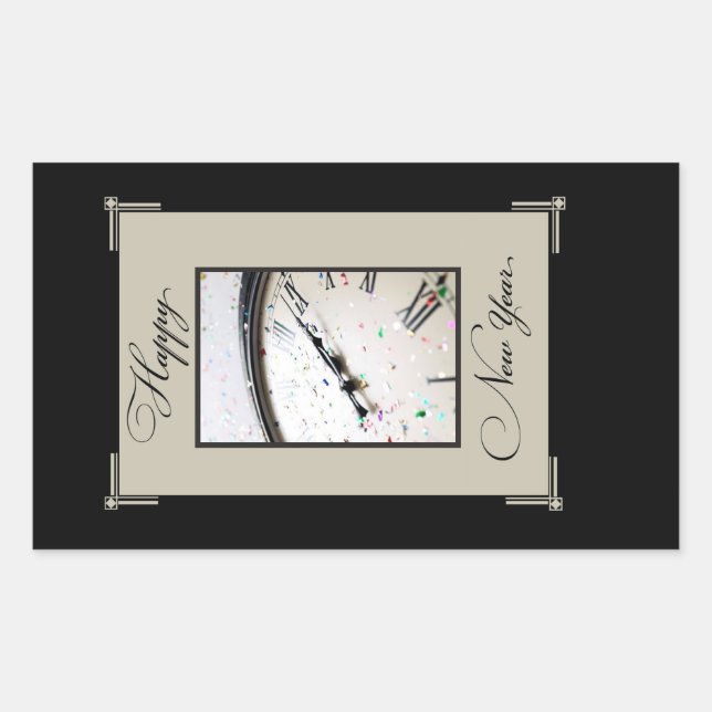 Sophisticated New Year's Eve Party, Black & Tan Sticker (Front)