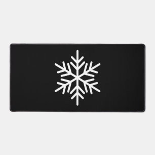 Sophisticated Nordic Snowflake On Modern Black Desk Mat