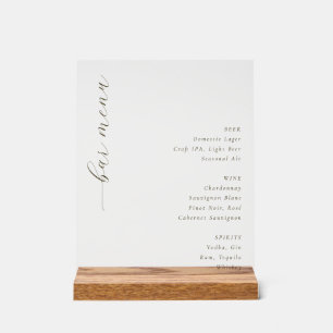 Sophisticated Off-White Minimalist Bar Menu Acrylic Sign
