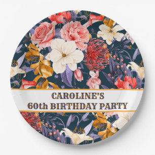 Sophisticated Outdoor Floral Garden 60th Birthday Paper Plate