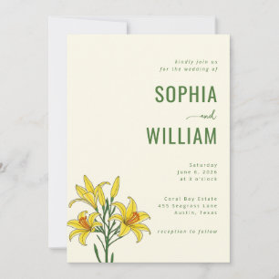 Sophisticated Pale Yellow Floral Invitation