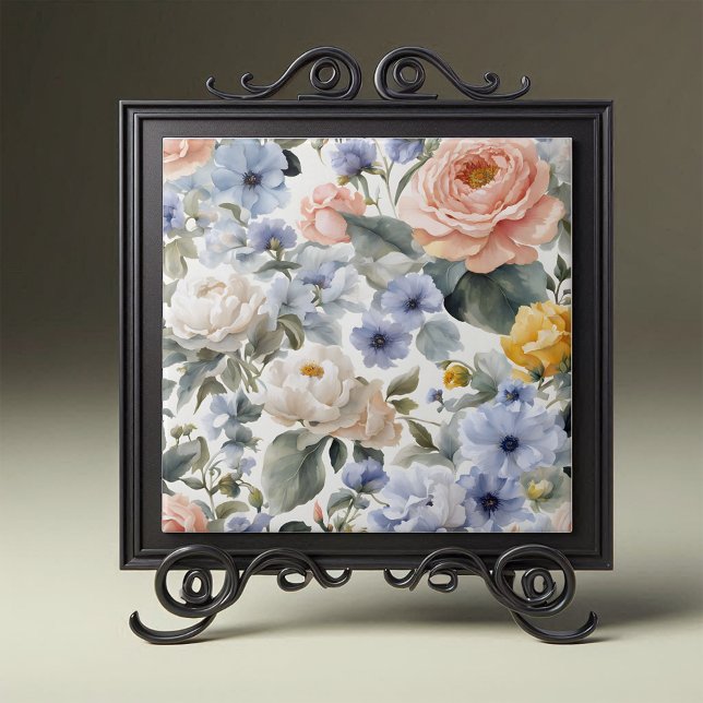 Sophisticated  Pastel Roses Peonies and Anemones Tile (Creator Uploaded)