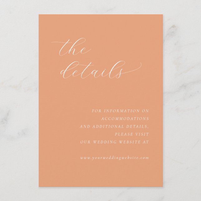 Sophisticated Peach Calligraphy Enclosure Card (Front)