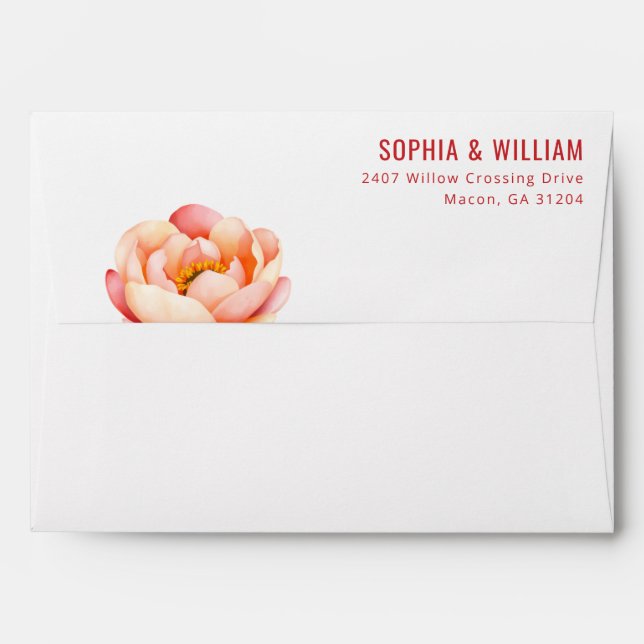 Sophisticated Peach Floral Lotus Envelope (Back (Top Flap))