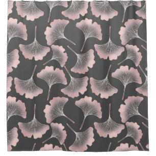 Sophisticated Pink Line Art Ginkgo on Dark Canvas