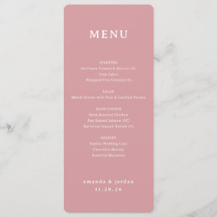 Sophisticated Pink Minimalist Menu