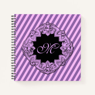 Sophisticated Pink Stripe Monogrammed Notebook