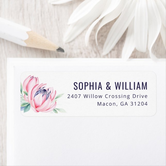 Sophisticated Pink Watercolor Protea (Insitu)