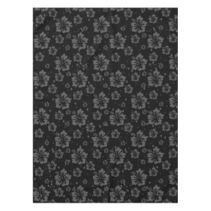 Sophisticated Plain Black Muted Floral Pattern Tablecloth