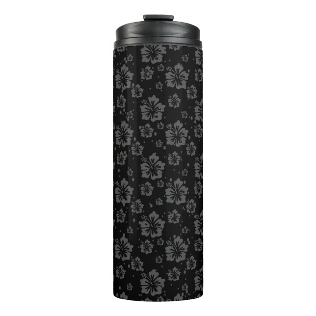 Sophisticated Plain Black Muted Floral  Thermal Tumbler (Front)