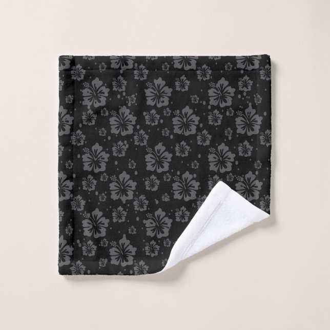 Sophisticated Plain Black Muted Floral  Wash Cloth (Wash Cloth)