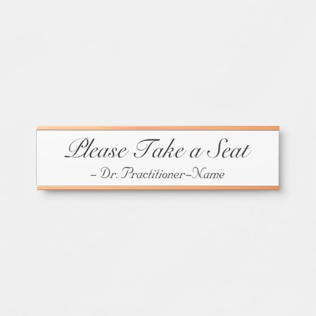 Sophisticated "Please Take a Seat" + Name Door Sign (Front)