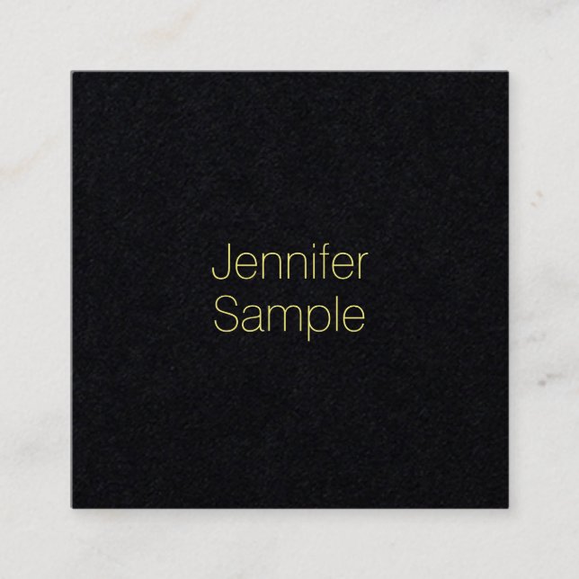Sophisticated Premium Black Gold Text Modern Square Business Card (Front)