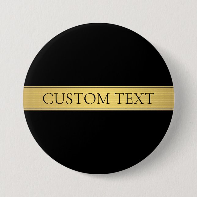 Sophisticated Presentation | Faux Gold & Black 3 Inch Round Button (Front)
