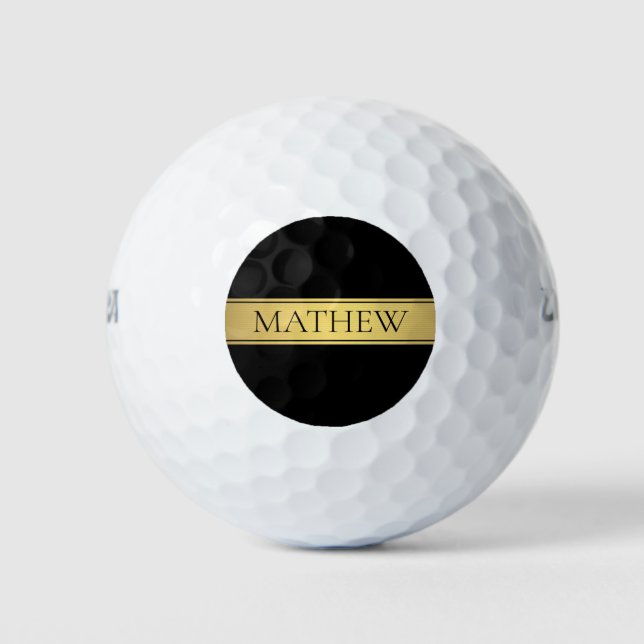 Sophisticated Presentation | Faux Gold & Black Golf Balls (Front)