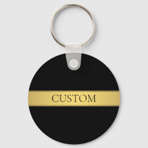 Sophisticated Presentation   Faux Gold & Black Keychain