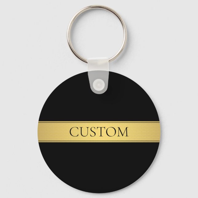 Sophisticated Presentation | Faux Gold & Black Keychain (Front)