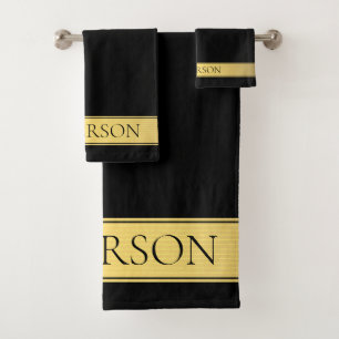 Sophisticated Presentation   Faux Gold & Black v2 Bath Towel Set