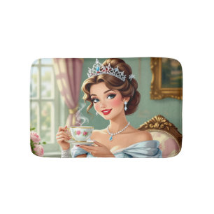 Sophisticated princess with crown elegant gown bath mat
