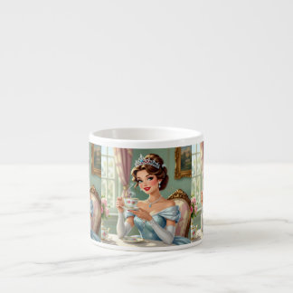 Sophisticated princess with crown elegant gown espresso cup