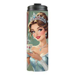 Sophisticated princess with crown elegant gown thermal tumbler