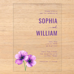 Sophisticated Purple Floral Wedding Invitation