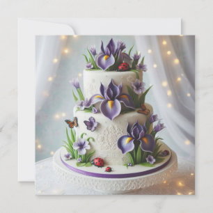 SOPHISTICATED PURPLE IRIS DECORATED BIRTHDAY CAKE CARD
