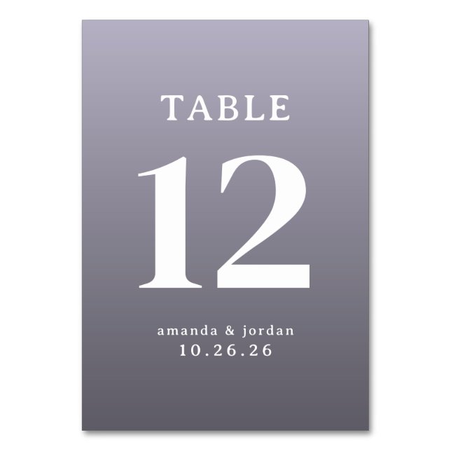 Sophisticated Purple Table Number (Front)
