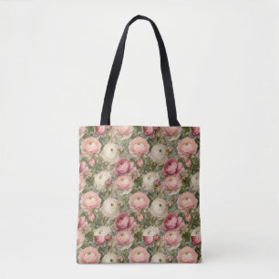 Sophisticated Ranunculus Floral Print Tote Bag