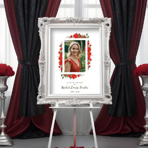 Sophisticated Red Floral Garland In Loving Memory  Poster