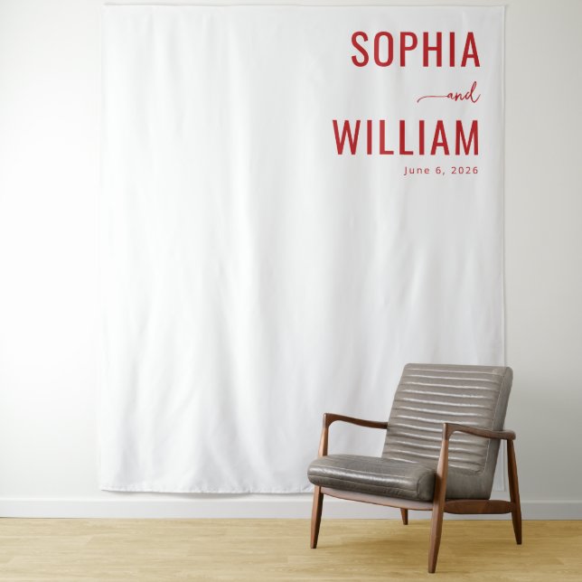 Sophisticated Red Typographic Names Tapestry (In Situ)