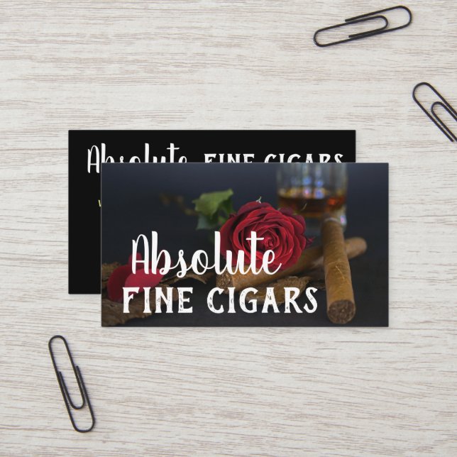 Sophisticated Rose, Drink and Cigar Business Card (Front/Back In Situ)