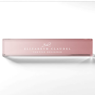 Sophisticated Rose Gold Chic Bow Black Minimalistc Nameplate