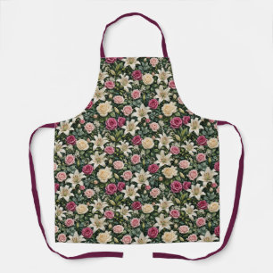 Sophisticated Rose Lily Greenery Bouquet Apron