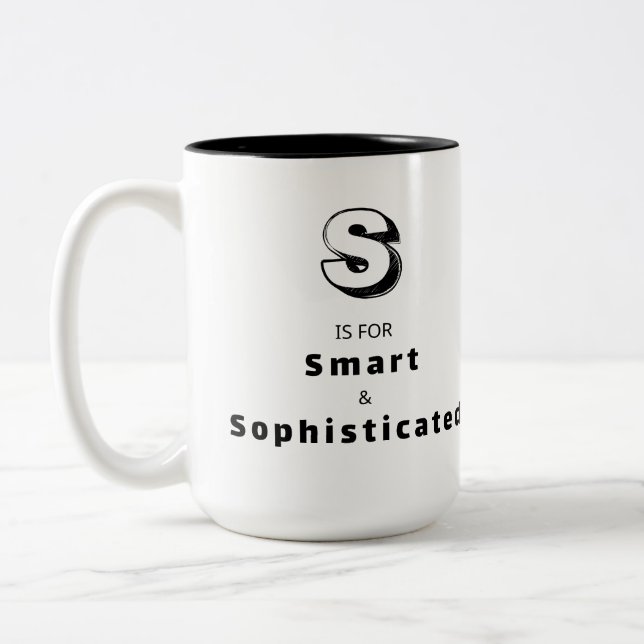 Sophisticated S - Personalized Luxury Praise Two-Tone Coffee Mug (Left)