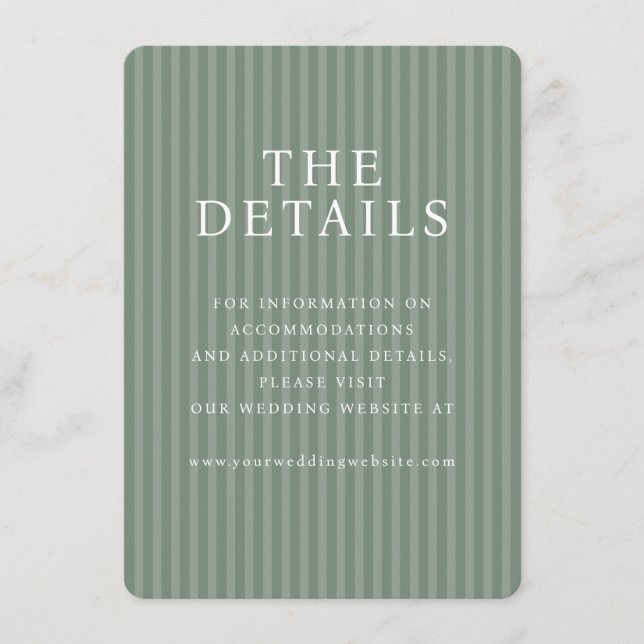 Sophisticated Sage Green Stripes Enclosure Card (Front)