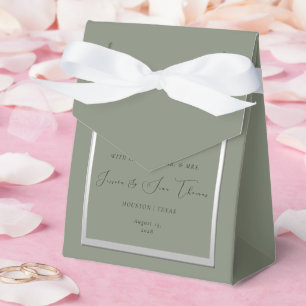 Sophisticated Sage & Silver Wedding Favor Box